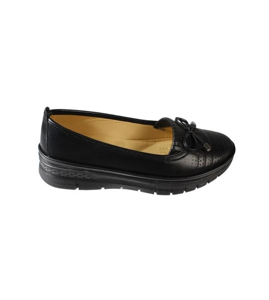 YAZKIŞ Kadın Siyah Krem Cilt Comfort Taban Üzeri Tokalı Babet - 5