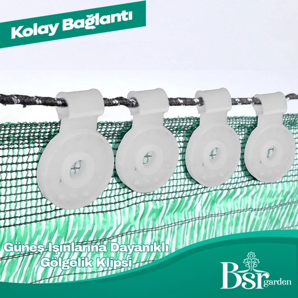 50 Adet Beyaz Gölgelik Klipsi Uv Katkılı ( Güneşe Karşı Dayanıklı ) Bsr Garden - 4