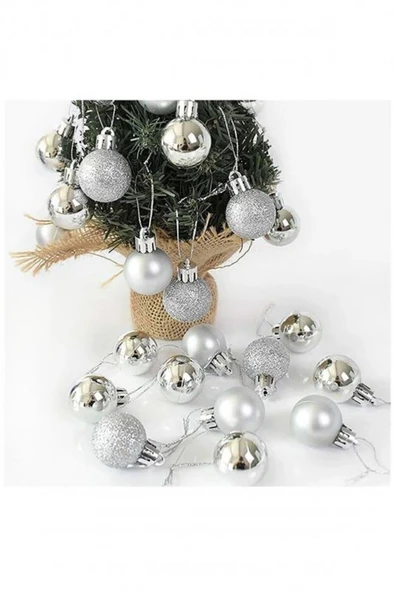 SNOW ANGELS 4 CM  24 ADET YILBAŞI AĞACI TOPU DEFORATİF SÜSLEME MAT-PARLAK-SİMLİ - 4