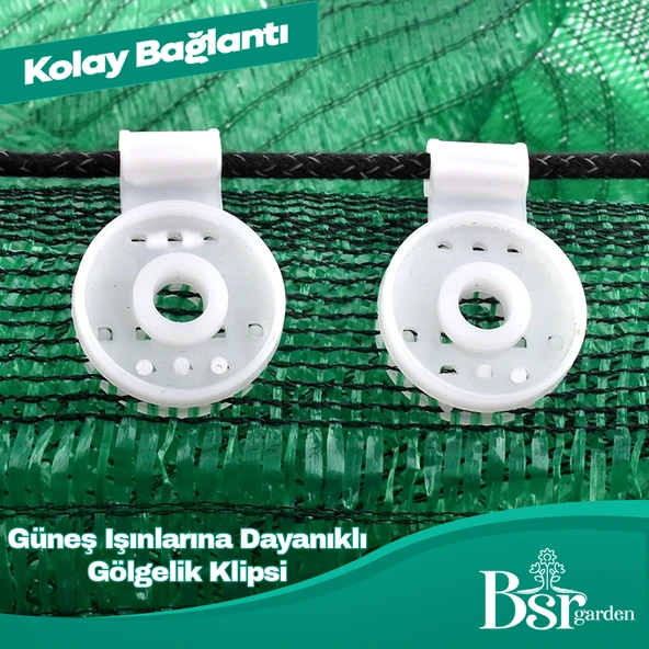 250 Adet Beyaz Gölgelik Klipsi Uv Katkılı ( Güneşe Karşı Dayanıklı ) Bsr Garden - 2