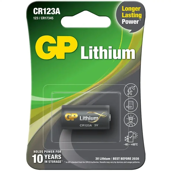 GP CR123A 3V Lityum Tekli Paket Pil (GPCR123A-U1) Fotoğraf Makinesi Pili - 2