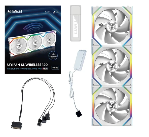 Lian Li UNI FAN SL WIRELESS 3x120mm Beyaz Kasa Fanı - 8