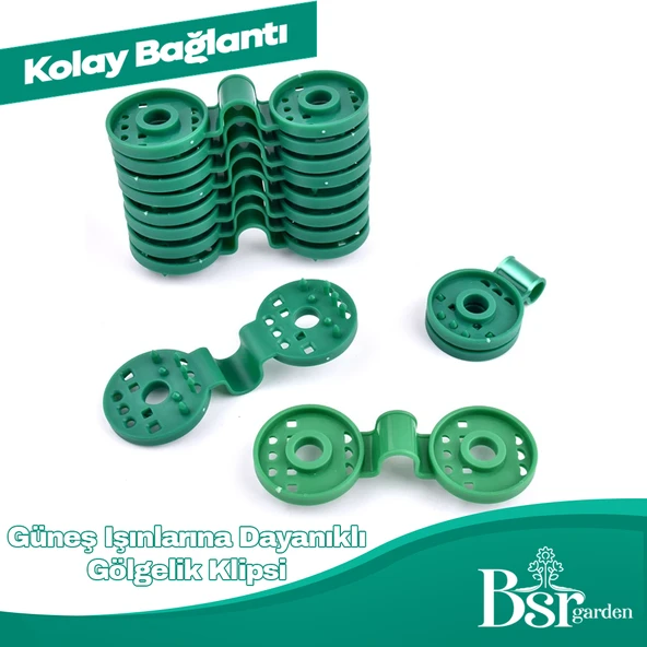 250 Adet Yeşil Gölgelik Klipsi Uv Katkılı ( Güneşe Dayanıklı ) Bsr Garden - 6