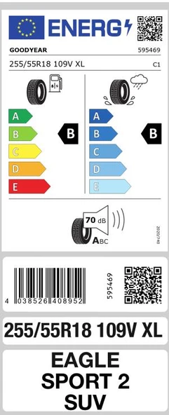 Goodyear 255/55 R18 109V Eagle Sport 2 SUV XL Oto Yaz Lastiği (Üretim: 2024) - Resim 2
