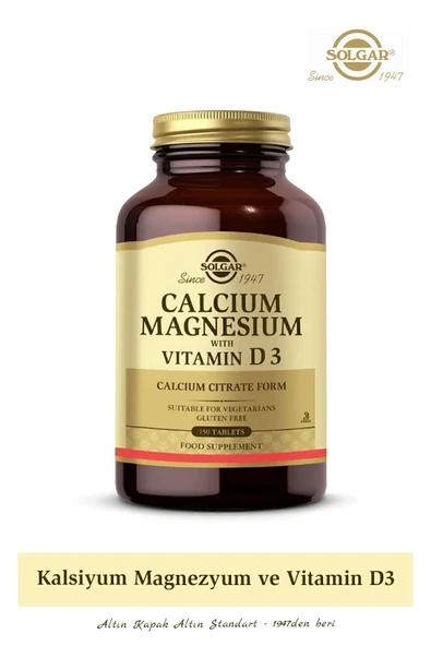 SOLGAR Calcium Magnesium With Vitamin D3 150 Tablet ( Kalsiyum Magnezyum Magnesyum D3) Skt:02/2025