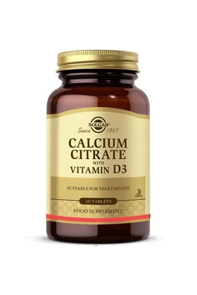 SOLGAR Calcium Citrate With Vitamin D3 250 Mg 60 Tablet