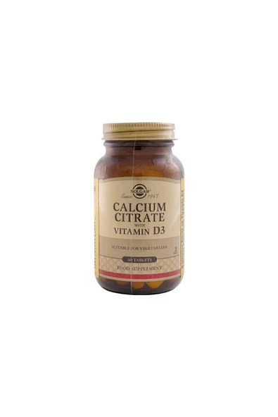 SOLGAR Calcium Citrate With Vitamin D3 60 Tablet