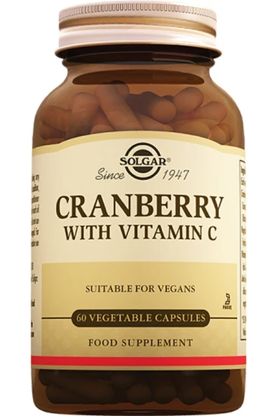 SOLGAR Cranberry Extract Vitamin C 60 Kapsül (KRANBERİ) Skt:08-2024