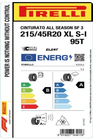 Pirelli 215/45 R20 95T XL S-I Cinturato All Season SF3 ELT Oto Dört Mevsim Lastiği ( Üretim : 2024 ) - Resim 2