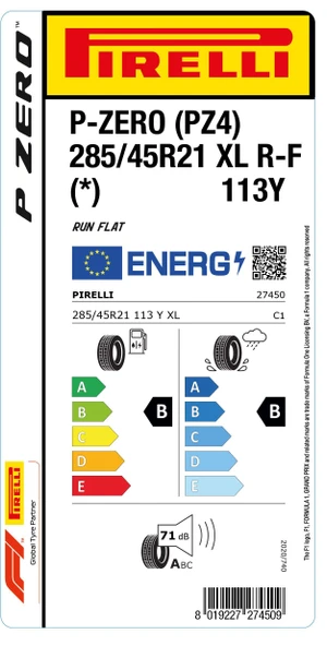 Pirelli 285/45R21 113Y XL P-Zero (PZ4) r-f (*) Oto Yaz Lastiği (Üretim: 2024) - Resim 2