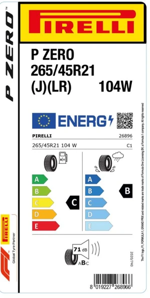 Pirelli 265/45 R21 104W Pzero (J) (LR) Oto Yaz Lastiği (Üretim: 2024) - Resim 3
