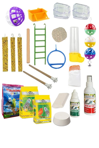 Kuş Yemi İhtiyaç Seti Full Set Muhabbet Papağan Yemi Ve Bakım İhtiyaç Seti - Resim 5