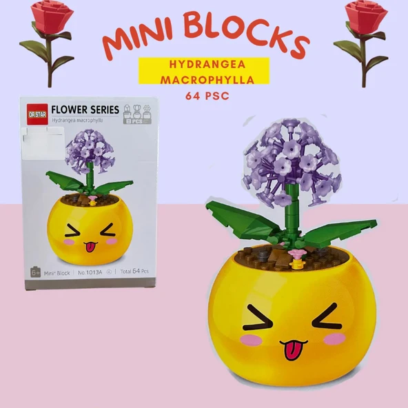 Ctoy Mini Blok Çiçek Yapma Seti No:4 64 Parça Hydrangea Macrophylla 1013A
