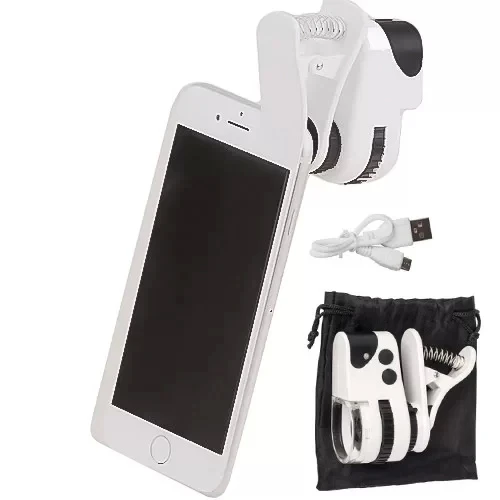 60x Mini Cep Telefonu Için Mandallı Mikroskop Uv Ledli Büyüteç Model Al2431 - 7