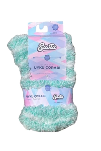 Sasta Kadın Peluş Renkli Premium Uyku Çorabı 607444 - Resim 2