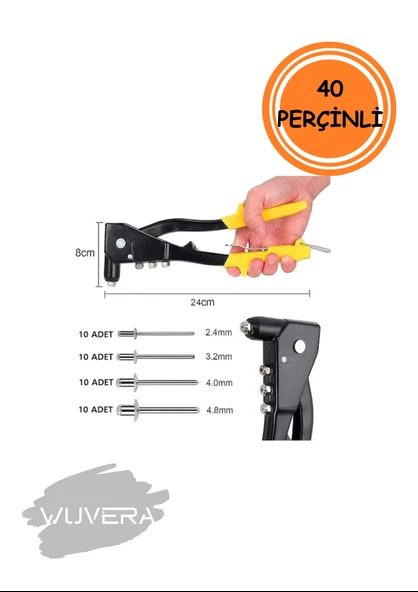 Wuvera Profesyonel Perçin Tabancası – Araç Koltuğu ve Mobilya Perçin Makinesi (Perçin Hediyeli) - 2