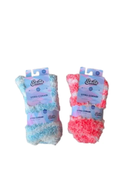Sasta Kadın Peluş Renkli Premium Uyku Çorabı 607444 ürün görseli
