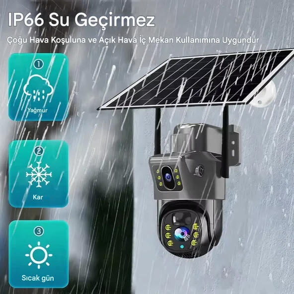 MPIA Mika 6MP Dual Lens  Wifi Güneş Enerjili Hareketli Akıllı Kamera Gece Görüş V380Pro - 11