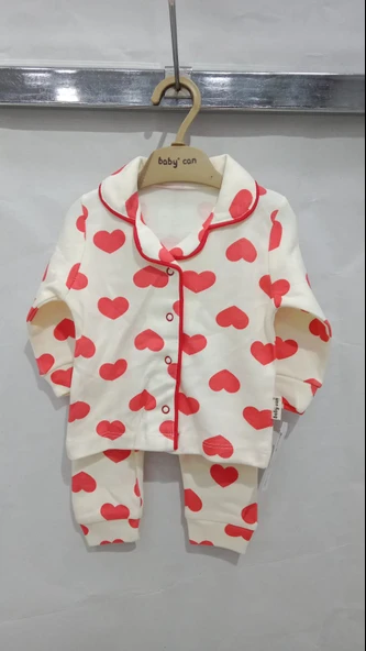 uğurböceğiçocuk Kalpli Baskılı Pijama Takım 2422 - 10