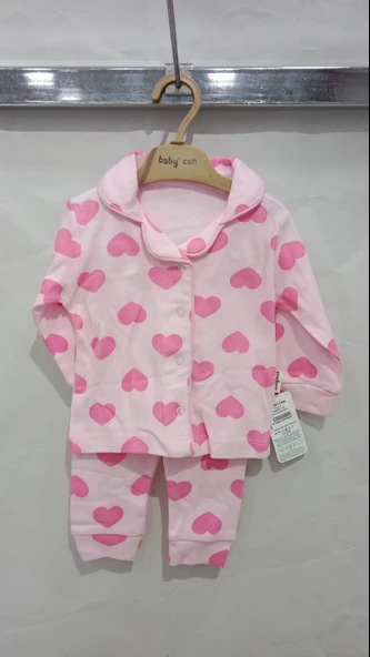 uğurböceğiçocuk Kalpli Baskılı Pijama Takım 2422 - 2