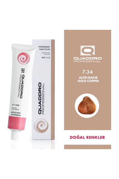 QUADDRO PROFESSİONAL QUADDRO POREFESSIONEL SAÇ BOYASI 7.34 ALTIN BAKIR 100 ML