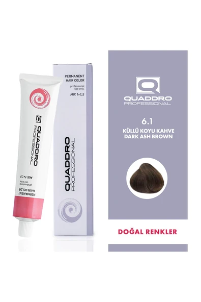 QUADDRO PROFESSİONAL QUADDRO PROFESSIONEL SAÇ BOYASI 6.1 KÜLLÜ KOYU KAHVE 100 ML