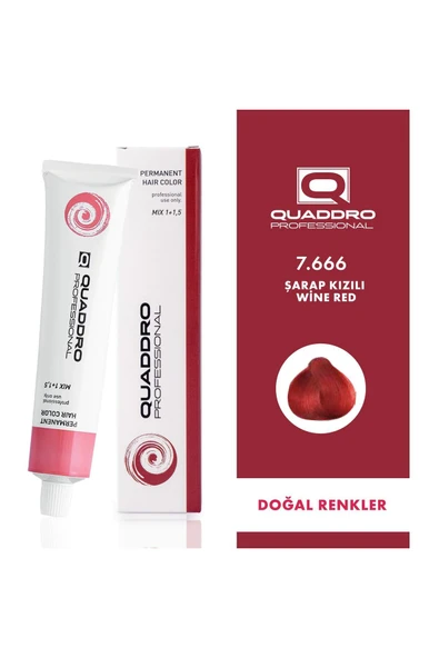 QUADDRO PROFESSİONAL QUADDRO PROFESSIONEL SAÇ BOYASI 7.666 ŞARAP KIZILI 100 ML ürün görseli 1