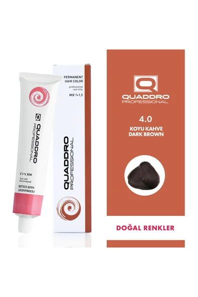 QUADDRO PROFESSİONAL QUADDRO PROFESSIONEL SAÇ BOYASI 4.0 KOYU KAHVE ürün görseli 1