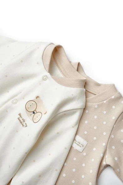 Bebek 2'li Patikli Tulum %100 Organik Pamuk, Bebek - Yenidoğan Serisi -CSY8107 - 7