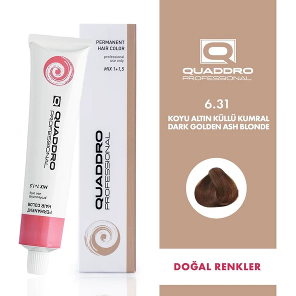 QUADDRO PROFESSİONAL QUADDRO PROFESSIONEL SAÇ BOYASI 6.31 KOYU ALTIN KÜLLÜ KUMRAL