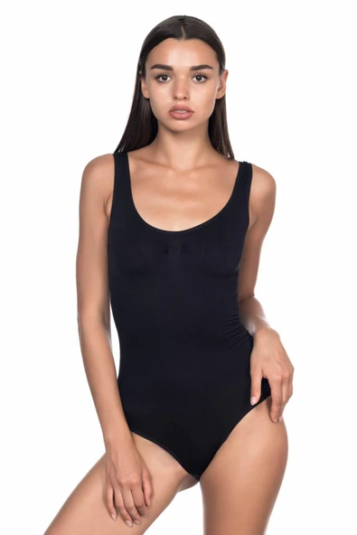 SİYAH MI Emay 1924 Soft Kalın Askıllı Çıtçıtlı Body