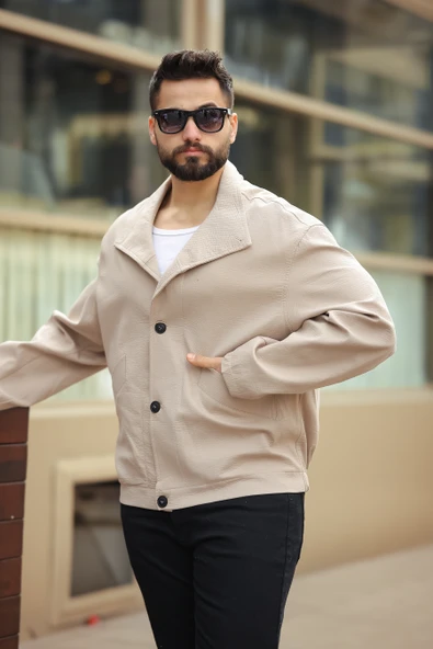 ERKEK BAHARLIK HAKİM YAKA GABARDİN CEKET - 8