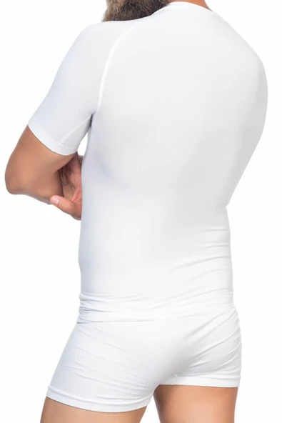 BEYAZ MI Emay E1010 Yarım Kol Erkek Korse Atlet - 4