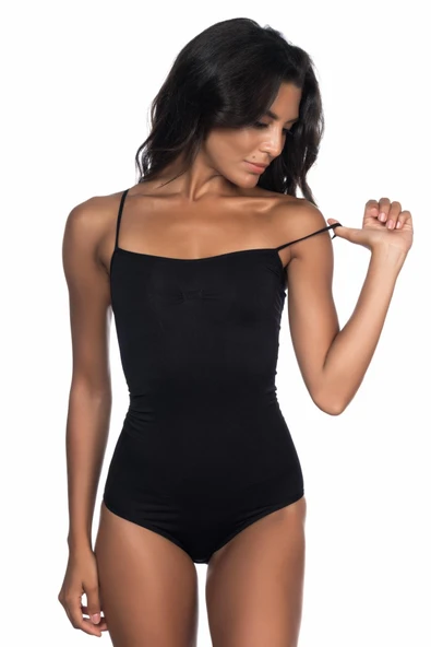 SİYAH MI Emay 1923 Soft İp Askılı Çıtçıtlı  Body