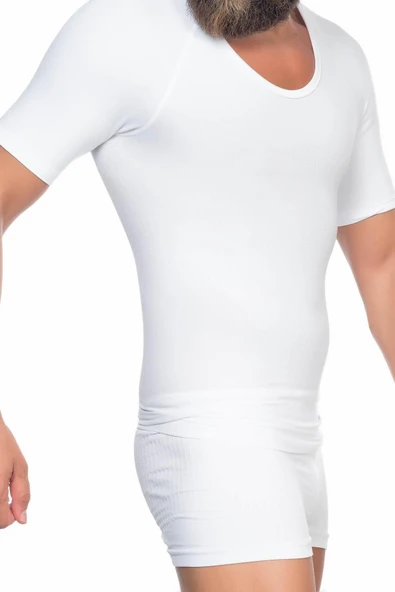 BEYAZ MI Emay E1010 Yarım Kol Erkek Korse Atlet - 3