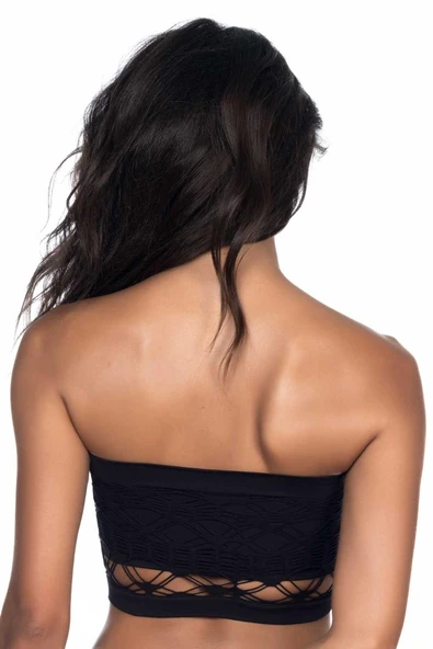 SİYAH MI Emay 4050 Double Örgü Toparlayıcı Straplez Büstiyer - 3