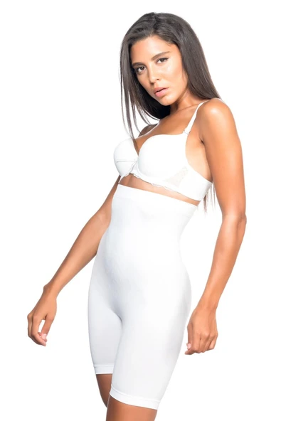 BEYAZ MI Emay 2077 Yüksek Bel Desenli Paçalı Korse - Resim 2