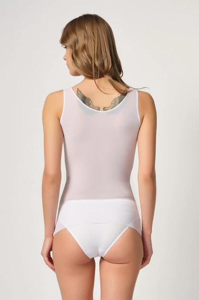 BEYAZ MI Emay 2938 Sırtı Tül Karyokalı Destekli Atlet Korse - 3