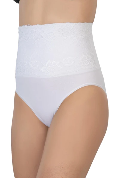 BEYAZ MI Emay 2090 Önü Dantelli Yüksek Bel Slip Korse ürün görseli