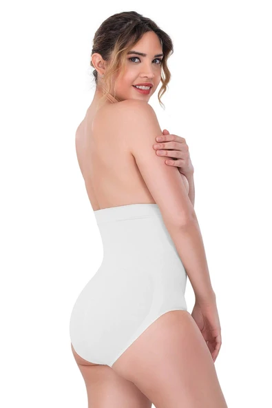 BEYAZ MI Emay 2080 Yüksek Bel Çıtçıtlı Slip Korse - Resim 2
