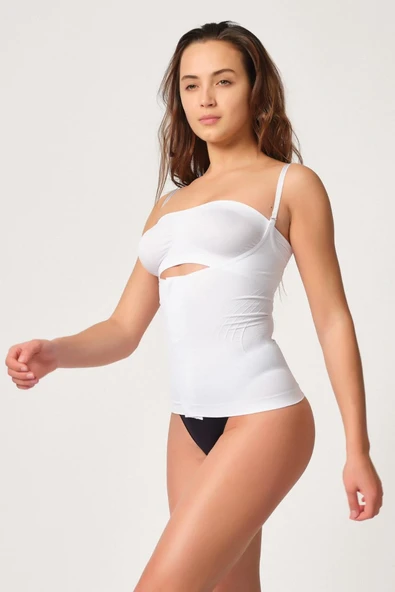 BEYAZ MI Emay 2030 Agraflı Göğsü Açık Atlet Korse - 2