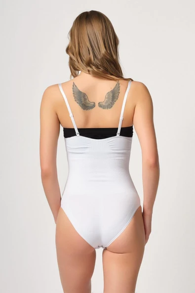 BEYAZ MI Emay 2043 Göğsü Açık Agraflı Body Korse - Resim 3