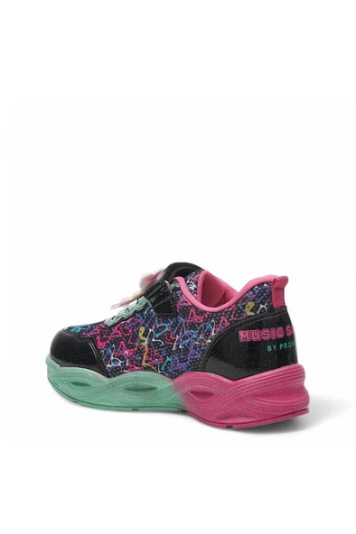 Günlük Cırtlı Kız Çocuk Spor Ayakkabı Renkli Simli Hafif Taban Süs Detay Lastik Bağcık Sneaker 4010 - 3