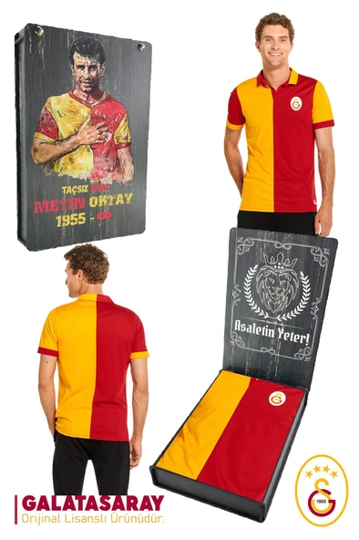 Galatasaray Orijinal Lisanslı Match Day T-shirt Metin Oktay Baskılı Hediyelik Ahşap Kutulu