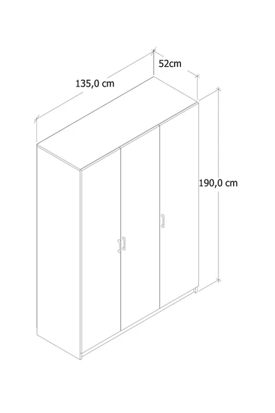 ALMİLA 135 CM 3 KAPAKLI BEYAZ GARDIROP - 6