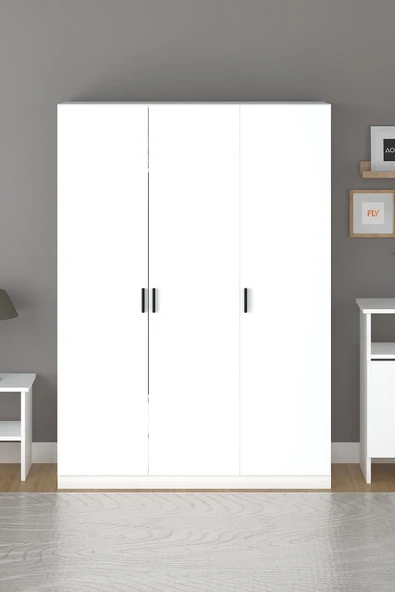 ALMİLA 135 CM 3 KAPAKLI BEYAZ GARDIROP