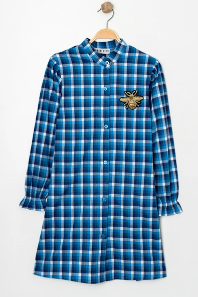 Kız Çocuk Ekose Desenli Elbise 12168 - 7