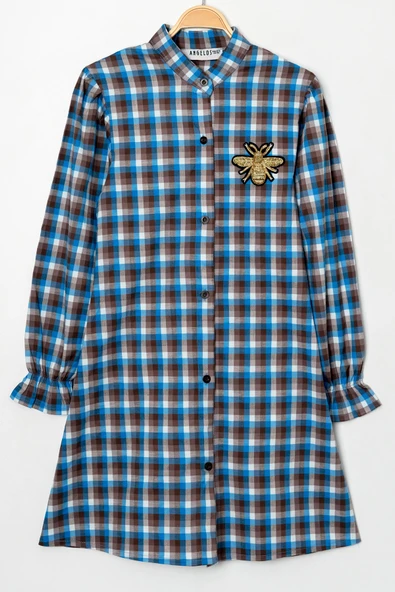 Kız Çocuk Ekose Desenli Elbise 12168 - 11