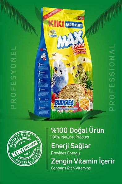 Kiki Excellent Kuş Max Menu Budgies Ballı Muhabbet Kuşu Yemi 1000 Gr. Kb302 - 2