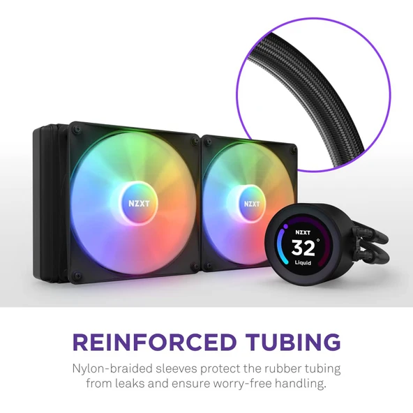 NZXT KRAKEN ELITE RL-KR28E-B1 RGB AIO LCD DISPLAY 280MM INTEL(1700P/1851P)  AMD UYUMLU SIVI SOGUTUCU - Resim 7